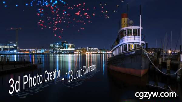 AE模板-高级炫酷图片转三维动画3D视频摄像机动画+128个液体流动MG动画元素