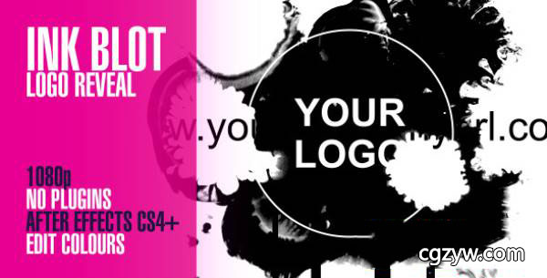 AE模板-中国风艺术创意水墨滴落溶解混合Logo展示 免费下载