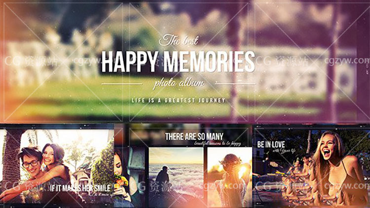 AE模板-胶卷漏光纪念日节假日旅游婚礼照片相册视频展示模板包 免费下载