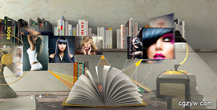 AE模板-动感时尚杂志书本翻页MG图形图文视觉动画展示含音乐