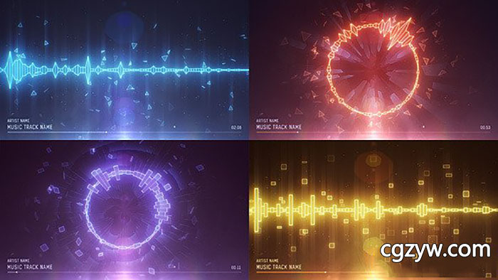 AE模板-音乐驱动音谱可视化动感视觉波形节奏跳动DJ舞会效果