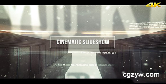 AE模板-震撼E3D史诗电影粒子穿梭文字标题照片幻灯片展示Cinematic Slideshow 免费下载