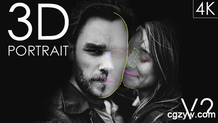 AE模板-二维人像转换3D图像真实三维动画效果+视频教程（更新至V2）