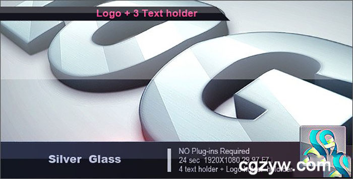 AE模板-简洁大气银色Logo三维挤出展示 Silver Glass Logo 免费下载