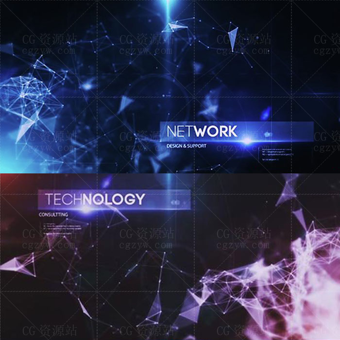 AE模板-震撼片头Plexus抽象点线背景公司年会产品宣传游戏视频展示