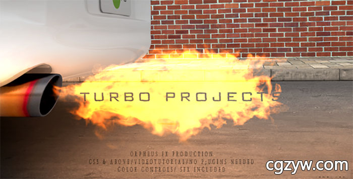 AE模板-汽车赛车引擎发动排气管火焰标志Logo展示 Tuning Intro 免费下载