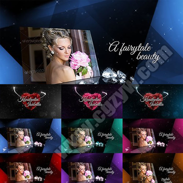 AE模板-优雅奢华钻石婚礼照片相册浪漫爱情回忆纪念日开场