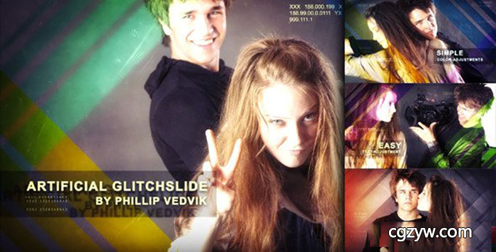 AE模板-数字信号损坏画面抖动图片展示 Artificial GlitchSlide 免费下载