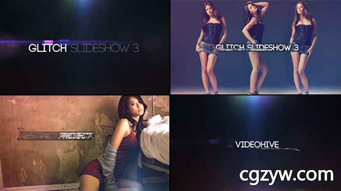 AE模板-画面故障信号干扰图文包装展示片头  Glitch Slideshow 3 免费下载