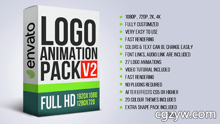 AE模板-27组扁平化Logo展示 Logo Animation Pack V2 免费下载