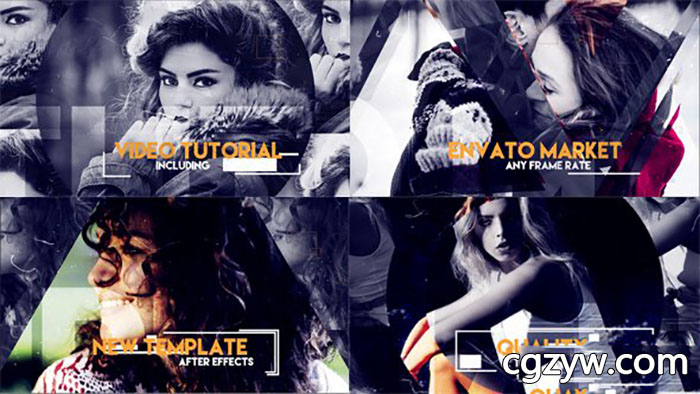 AE模板-动感优雅几何图形时尚复古噪点动感片头开场 Geometric Opener免费下载