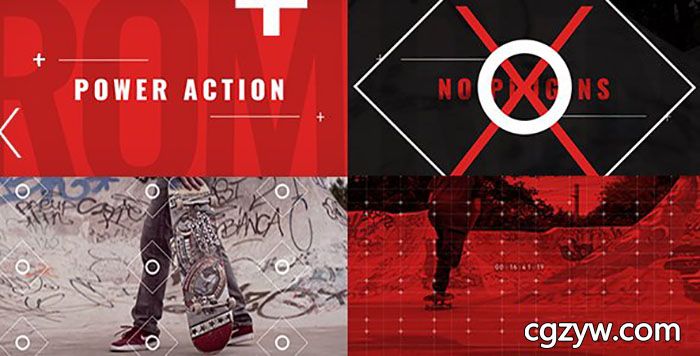 AE模板-动作片极限运动宣传预告片图片快切幻灯片开场片头Power Action Promo免费下载
