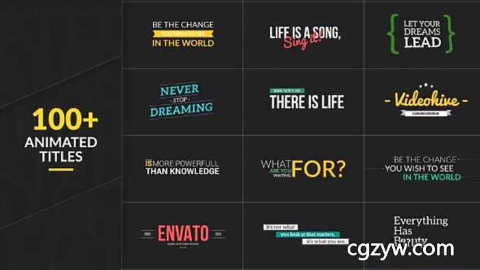 AE模板-100+时尚娱乐旅游简洁创意文字标题排版动画人名字幕条