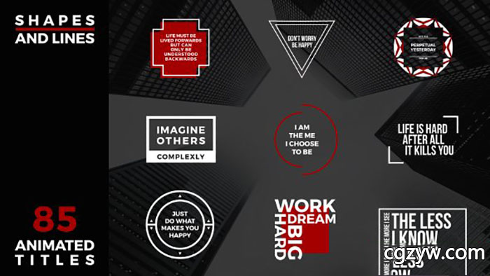 AE模板-85种形状与线条简洁人名字幕条标题动画 Shapes and Lines – 85 Typography Elements 免费下载