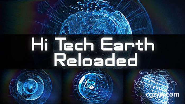 AE模板-高科技感E3D HUD地球工程 Hi Tech Earth Reloaded Element 3D 免费下载