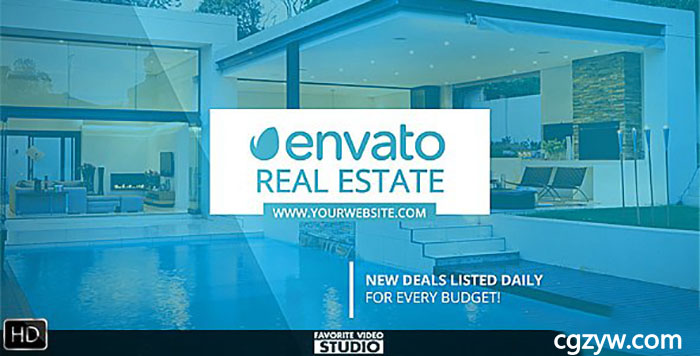 AE模板-商务扁平化房地产旅馆度假胜地景点环境介绍展示