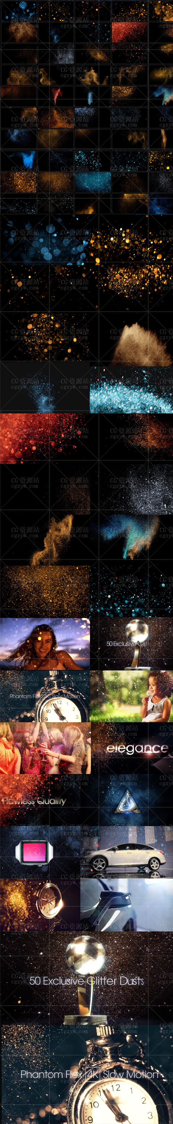 视频素材-50组4K大气炫丽闪耀金黄粒子飞舞素材MotionVFX mGlitter-图片2