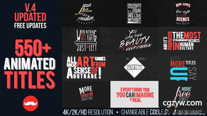 AE模板-4K扁平化片头标题动画电视包装字幕条Animated Titles Pack 免费下载