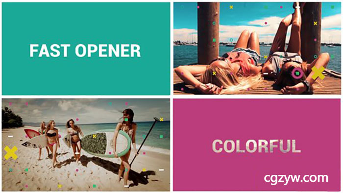 AE模板-快速多彩时尚图形变化娱乐片头视频开场 Fast Colorful Opener 免费下载