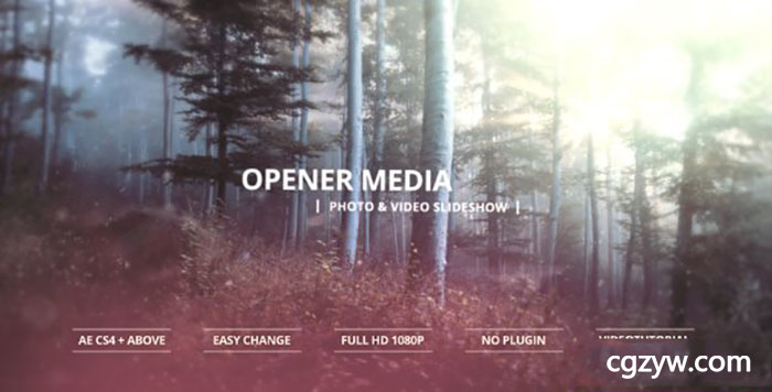 AE模板-漂浮粒子幻灯片图片视频开场 Opener Media – Photo & Video Slideshow 免费下载