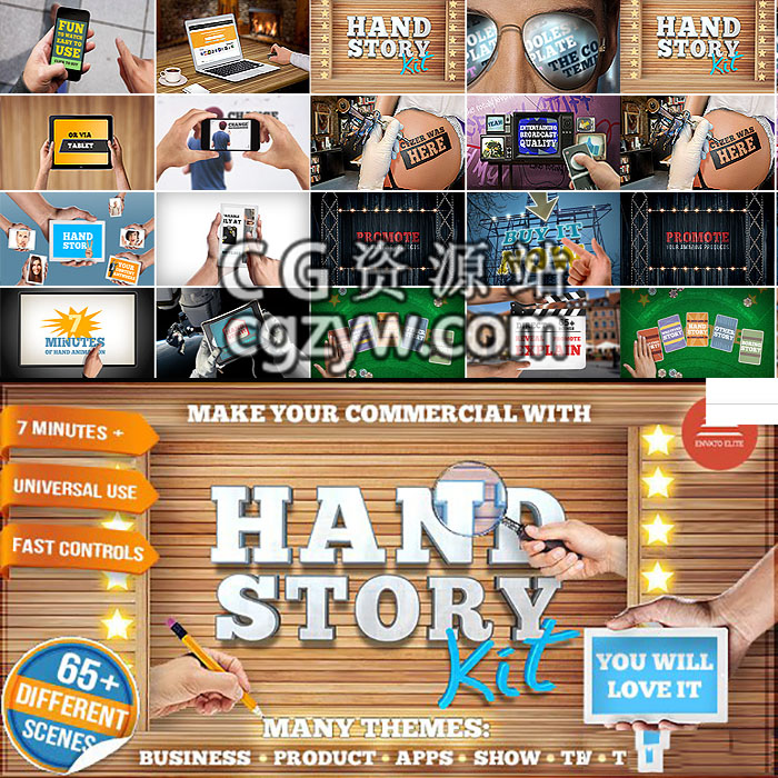 AE模板-品牌宣传手机产品解说故事介绍创意场景手势动作动画