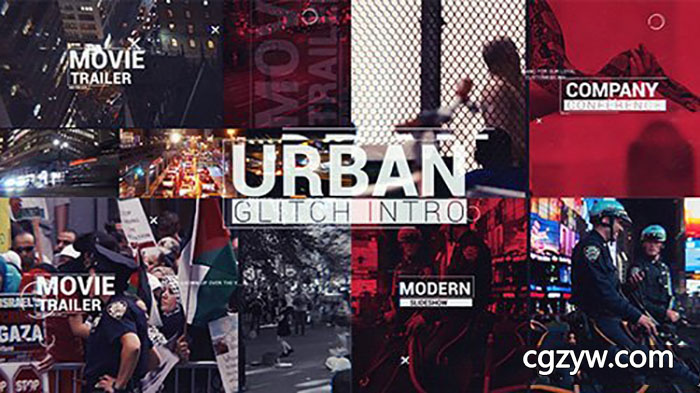 AE模板-科技感电子信号故障城市生活图片视频片头开场 Glitch Intro 免费下载