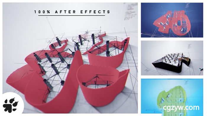 AE模板-施工建筑蓝图公司企业三维标志Logo展示设计片头Architect Logo Reveal v2免费下载