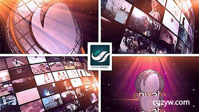 AE模板-E3Dv2工程三维视频墙照片墙Logo展示开场 Video Wall Logo 免费下载