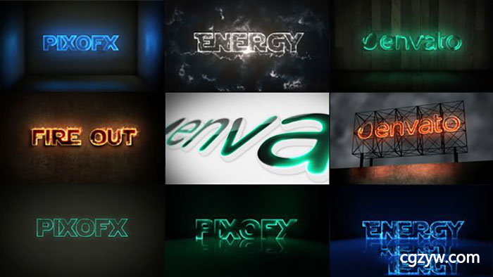 AE模板-多种3D效果Saber文字路径描边霓虹灯能量灯光工具包 免费下载