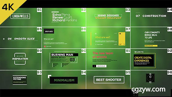 AE模板-4k100款简洁线条动画人名字幕条文字标题MG动画