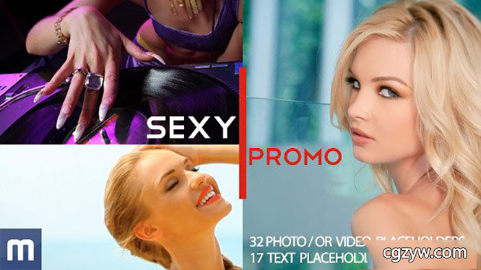 AE模板-性感时尚模特分屏展示MV相册宣传片头 Sexy Promo 免费下载