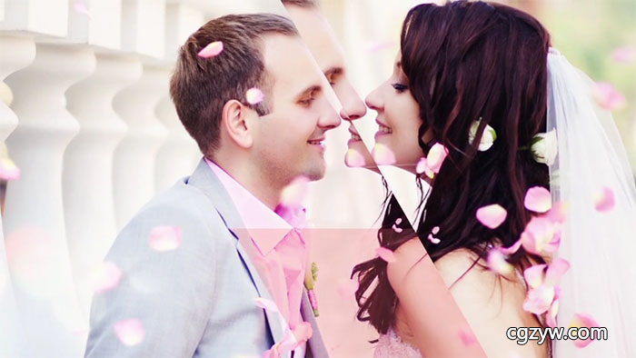 AE模板-优雅清新浪漫婚礼庆典三角转场过渡图文幻灯片开场展示