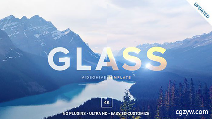 AE模板-蓝天白云反射透明玻璃logo标志开场 免费下载