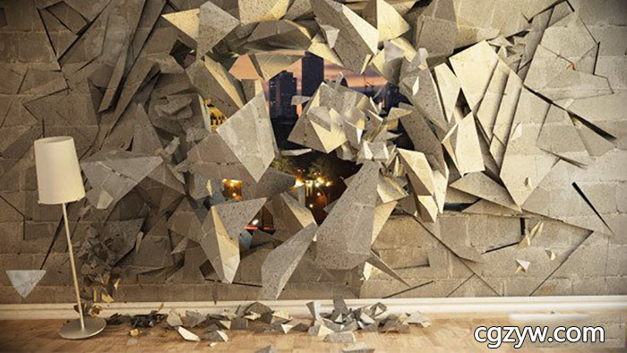 AE模板-三维墙壁破碎倒塌特效片头图文展示 Wall Destrucion 免费下载