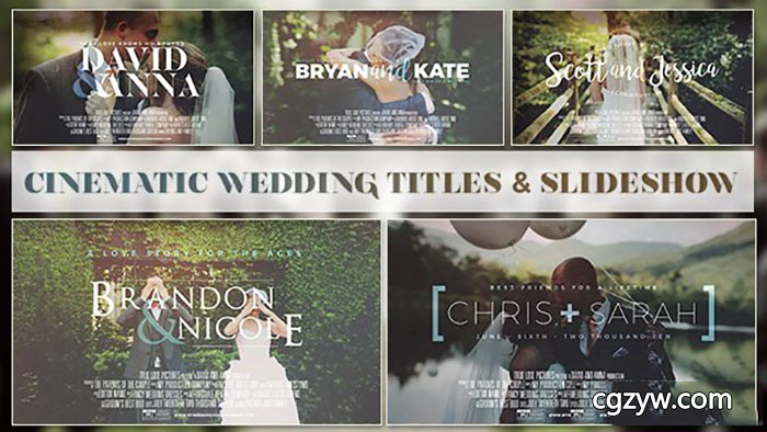 AE模板-复古浪漫婚礼电子相册视频开场 Cinematic Wedding Slideshow 免费下载