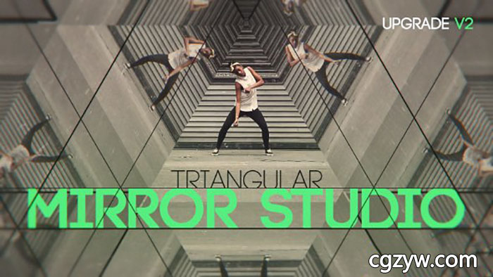 AE模板-时尚创意三角镜子镜像折射反射视频对称展示时装模特片头