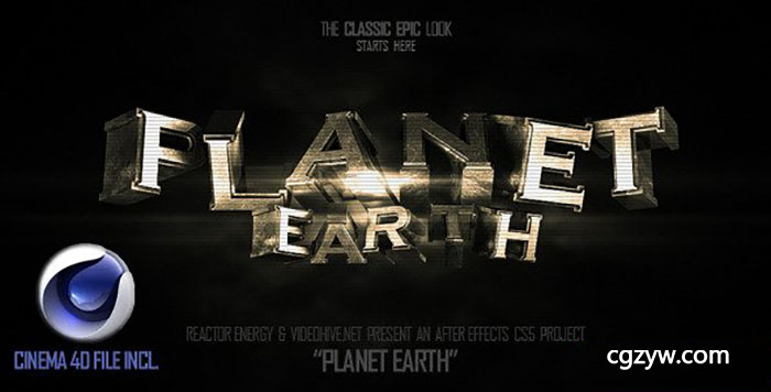 AEC4D模板-3D文字旋转动画游戏电影预告宣传片标题 Planet Earth 免费下载