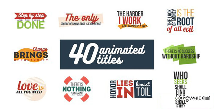 AE模板-40个装饰效果栏目包装产品文字标题MG动画