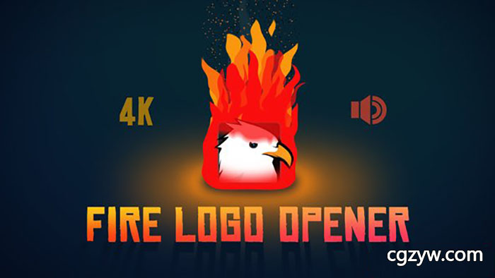 AE模板-4K分辨率卡通火焰Logo燃烧开场 Fire Logo Opener 免费下载