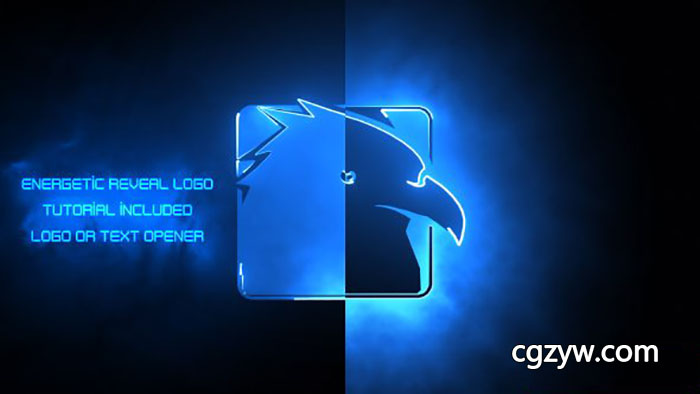 AE模板-4种Saber能量炫酷电流火焰路径描边Logo展示游戏开场