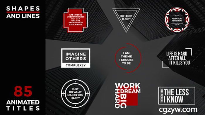 AE模板-85组个性图形标题字幕动画排版设计元素包 85 Typography Elements