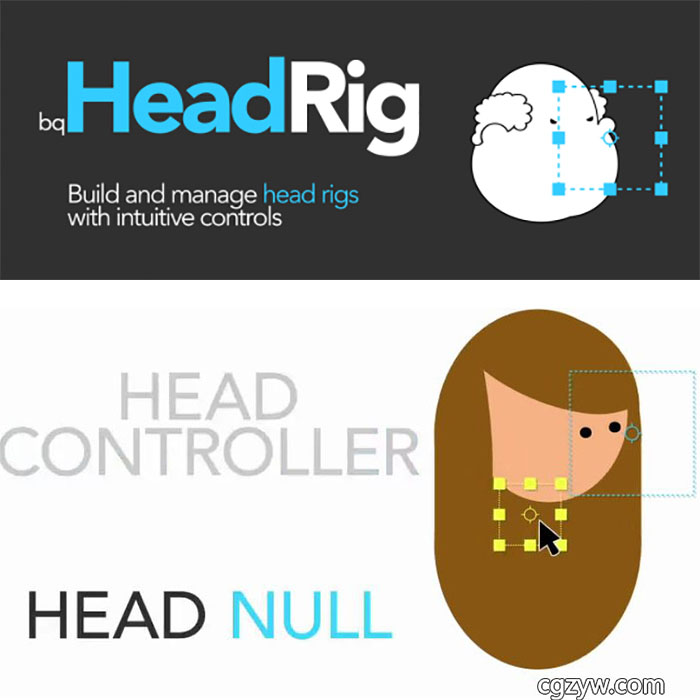 AE脚本-二维卡通角色人物头部绑定MG动画 AEscripts bq headrig WinMac(含教程）