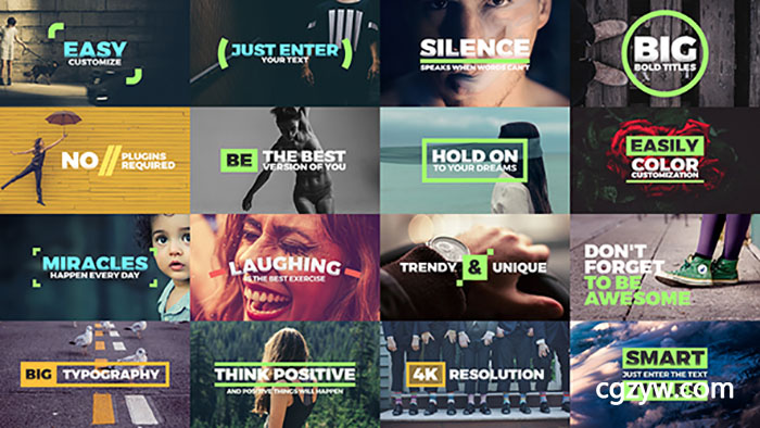 AE模板 4K时尚小清新电影MV人名字幕条标题动画 免费下载