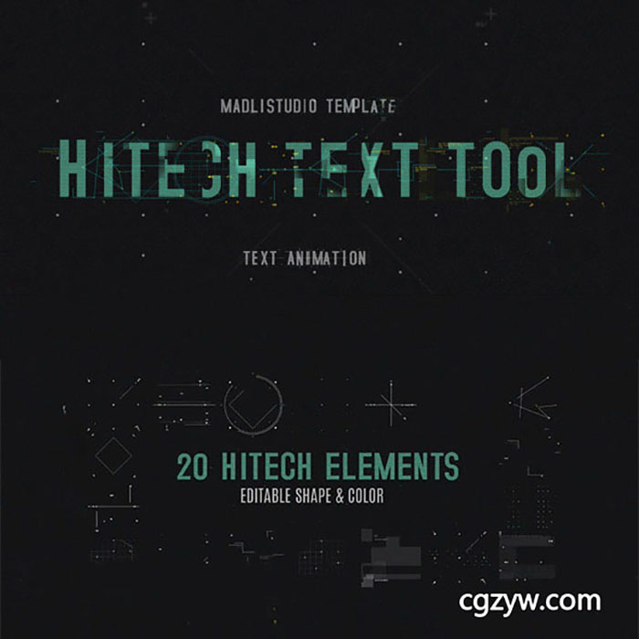 AE模板-HUD高科技数据数字化字体字幕触控效果工具包(含音效)