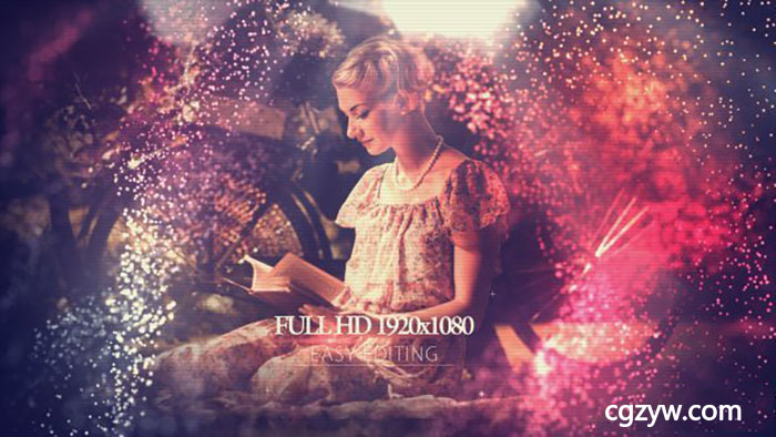 AE模板-大气唯美粒子飘动大屏幕背景电影宣传片预告片图片展示