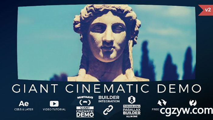 AE模板-3D史诗大气节奏感电影幻灯片图片展示片头开场 Giant Cinematic Demo 免费下载