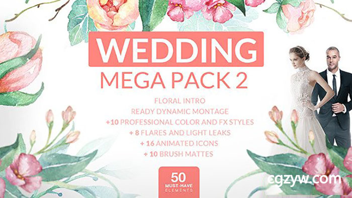 AE模版-唯美水墨水彩婚礼庆典标题字幕logo水墨涂鸦晕染转场