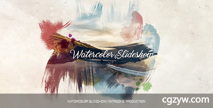 AE模板-水墨晕染中国风笔刷遮罩创意视差图片视频片头展示