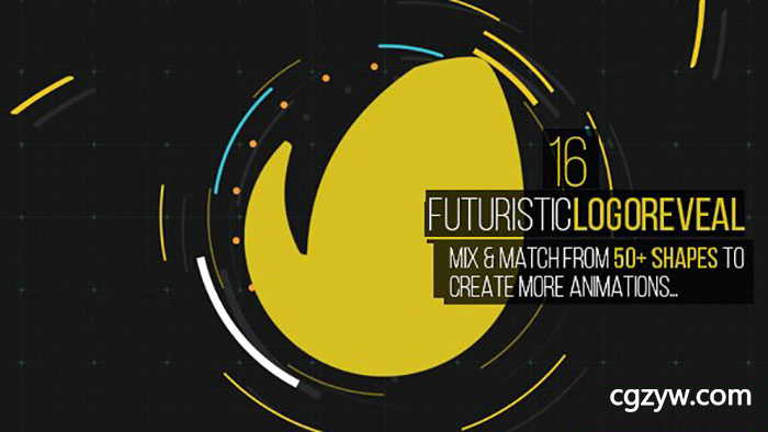 AE模板-16组高科技图形HUD科幻Logo展示 Futuristic Logo Reveal Pack 含音效 免费下载