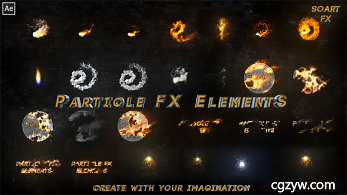 AE模板-火焰烟雾尘土火星粒子特效游戏电影Logo文字消散工具包